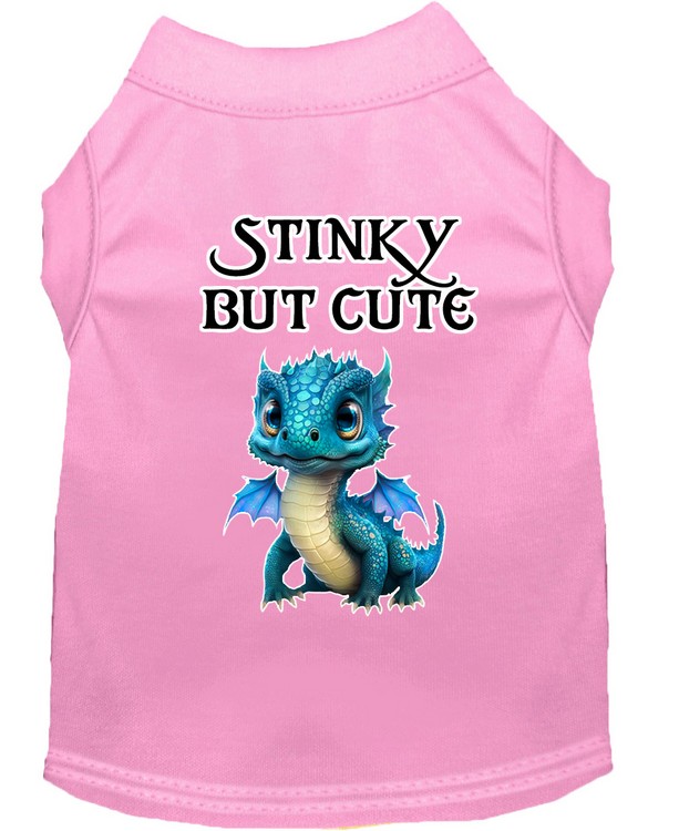 Stinky but Cute Dragon Screen Print Dog Shirt Light Pink XS (8)